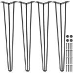 Vevor pieds de table en epingle a cheveux de 24 pouces, ensemble de pieds de table en epingle 4 pc, pieds ...