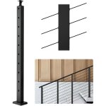 Poteau garde corps, 914x25, 4x50, 8 mm, poteau rampe deescalier cable avec trous pre - perces 30, inox, ...