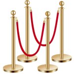 Poteau de guidage, 4 pcs, barriere de balisage pour controle de foules, avec base creuse, 2 cordes velours ...