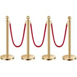 Vevor poteau de guidage, 4 pcs, barriere de balisage pour controle de foules, avec base creuse, 3 cordes ...