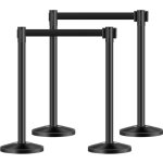Vevor poteau de guidage, 4 pcs, barriere de balisage pour controle de foules, avec base creuse, sangle ...