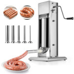 Vevor poussoir a saucisses manuel capacite 5 l, machine a saucisses verticale en acier inoxydable, ensacheuse ...
