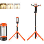 Vevor projecteur led sur trepied amovible, 2200 lm, lampe de travail led rechargeable sans fil pour camping, ...