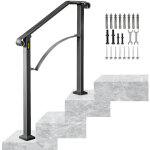 Vevor - rampe deescalier 2 a 3 marches garde - corps pour escalier main courante noire pour escalier ...