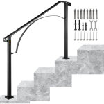 Vevor - rampe deescalier 3 a 4 marches garde - corps pour escalier main courante noire pour escalier ...