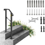 Vevor ? rampe d'escalier en fer forg� pour 1 - 2 marches ? hauteur flexible jusqu'� 17, 3 cm ? installation ...