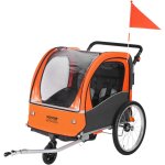 Mophorn - vevor remorque de velo pour enfants, siege double, charge 45 kg, porte - auvent 2en1 transformant ...