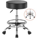 Tabouret a roulettes avec repose - pieds, capacite de poids 204 kg, rond tabouret roulant, hauteur reglable, ... Tabouret a roulettes avec repose - pieds, capacite de poids 204 kg, rond tabouret roulant, hauteur reglable, ...