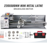 Vevor tour a metaux mini de haute precision 220x600 mm, 750 w electronique professionnel de vitesse variable ...