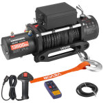 Vevor treuil electrique 12 v cc 6100 kg avec corde synthetique ? 9, 5 mm x 26 m, telecommande sans fil ...
