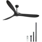 Vevor ventilateur de plafond sans lumiere 180 cm avec telecommande 6 vitesses, 3 pales en bois, moteur ...