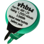 Vhbw - pile bouton type v40h (nimh, 40 mah, 1, 2 v) - 1 �l�ment, connection 2 broches, rechargeable