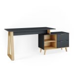 Vicco - bureau nautica, anthracite, 138 x 60 cm avec tiroirs, xl
