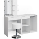 Vicco - coiffeuse isabelle, blanc, 60 cm avec led, tabouret et armoire Vicco - coiffeuse isabelle, blanc, 60 cm avec led, tabouret et armoire