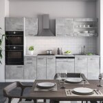 Vicco - cuisine r - line, b�ton, 300 cm avec armoire haute, sans plan de travail