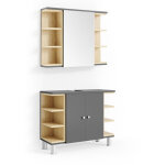 Vicco - ensemble de meubles de salle de bain aquis, anthracite, 2 parties