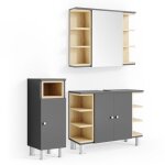 Vicco - ensemble de meubles de salle de bain aquis, anthracite, 3 parties
