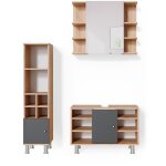 Vicco - ensemble de meubles de salle de bain fynn, ch�ne de force dor�, 3 parties