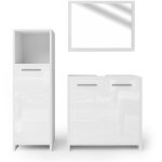 Vicco - ensemble de meubles de salle de bain kiko, blanc haute brillance, 3 parties