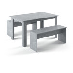 Vicco - ensemble de table  manger sentio, bton, 90 x 140 cm avec 2 bancs