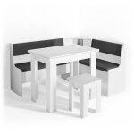 Vicco - groupe de banquettes d'angle roman, blanc, 150 x 41. 5 cm avec table
