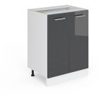 Meuble bas de cuisine r - line, anthracite haute brillance, 60 cm sans plan de travail vicco