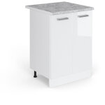 Vicco - meuble bas de cuisine r - line, blanc haute brillance, 60 cm, pt marbre