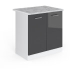 Meuble bas sous - évier r - line, anthracite haute brillance, 80 cm, pt marbre vicco Meuble bas sous - évier r - line, anthracite haute brillance, 80 cm, pt marbre vicco