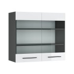 Meuble de cuisine haut vitr� fame - line, blanc haute brillance, 80 cm vicco