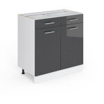 Meuble cuisine r - line, anthracite haute brillance, 80 cm sans plan de travail vicco