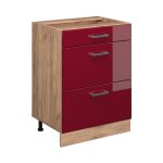 Meuble cuisine r - line, rouge bordeaux haute brillance, 60 cm avec tiroirs, sans plan de travail vicco ...