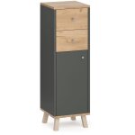 Vicco - meuble de rangement de salle de bain senyo, anthracite, 30 x 95 cm avec tiroirs