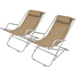 Vidaxl - chaises inclinables de terrasse lot de 2 acier taupe