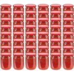 48 pcs pots à confiture avec couvercle rouge verre 230 ml 48 pcs pots à confiture avec couvercle rouge verre 230 ml