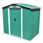 Vidaxl ? abri de jardin m�tal vert 204 x 132 x 186 cm ? acier galvanis� r�sistant aux intemp�ries ? 4 ...