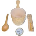 Accessoires sauna 5 pcs seau cuill�re sablier thermo - hygrom�tre vidaxl
