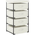 Vidaxl - armoire avec 4 paniers amovibles en tissu en acier diff�rentes couleurs couleur : cr�me