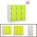 Armoires  casiers 2 pcs gris clair et vert 90x45x92, 5 cm acier - meubles de rangement - armoires mtalliques ...