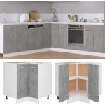 Vidaxl ? armoire de plancher d'angle gris b�ton 75, 5x75, 5x81, 5 cm ? mat�riau agglom�r� ? 2 �tag�res ...