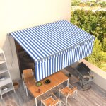 Vidaxl - auvent manuel rtractable avec store 4x3 m bleu et blanc