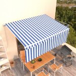 Vidaxl - auvent manuel rtractable avec store 4x3 m bleu et blanc