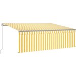 Vidaxl - auvent manuel rtractable avec store 4x3 m jaune et blanc