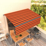 Vidaxl - auvent manuel rtractable avec store 4x3 m orange et marron