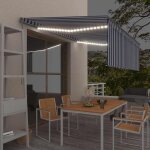 Vidaxl - auvent manuel r�tractable avec store et led 4, 5x3 m bleu blanc