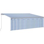 Vidaxl - auvent manuel rtractable avec store et led 4x3 m bleu et blanc