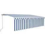 Vidaxl - auvent rtractable manuel avec store 5x3 m bleu et blanc