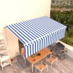 Vidaxl - auvent r�tractable manuel avec store 5x3 m bleu et blanc