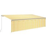 Vidaxl - auvent rtractable manuel avec store 5x3 m jaune et blanc