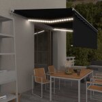 Vidaxl - auvent r�tractable manuel avec store et led 5x3 m anthracite
