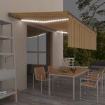 Vidaxl - auvent r�tractable manuel avec store led 5x3 m jaune et blanc